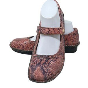 Alegria Womens‎ Pink Belle Carmel Snake Print Leather Mary Jane Shoes Size 38